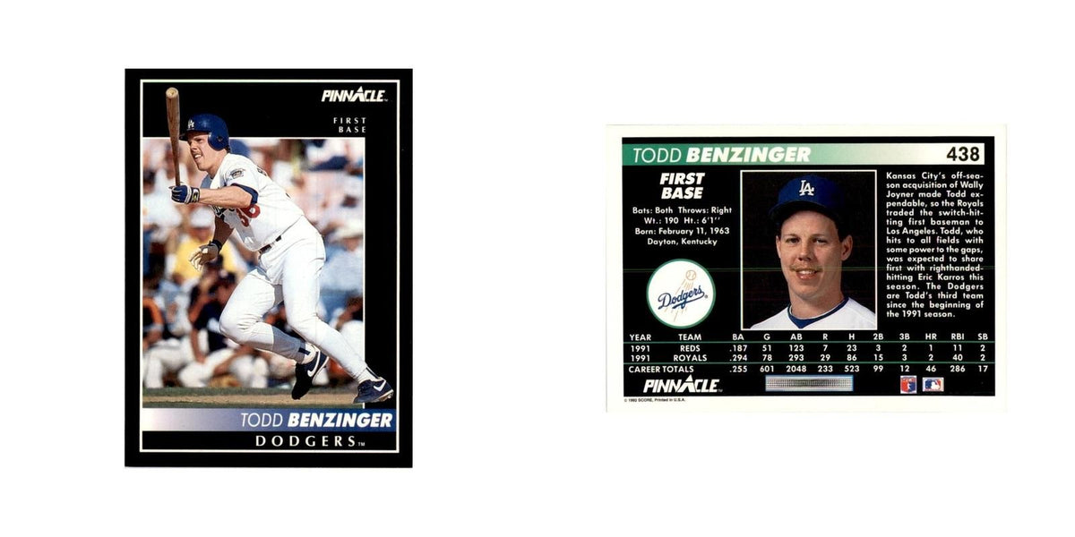 1992 Pinnacle Todd Benzinger Baseball Cards #438