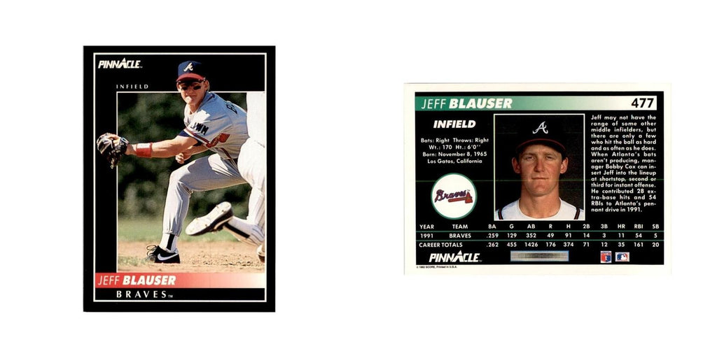 1992 Pinnacle Jeff Blauser Baseball Cards #477