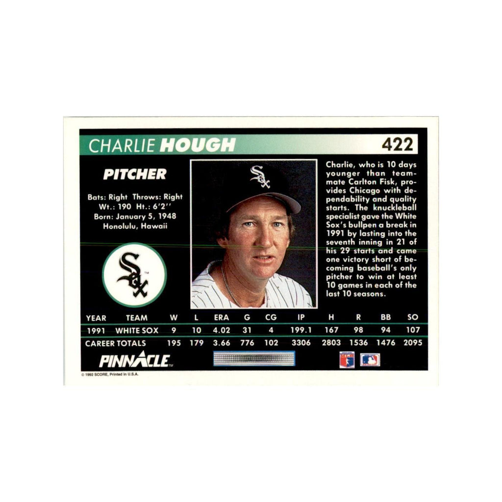 1992 Pinnacle Charlie Hough Baseball Cards #422