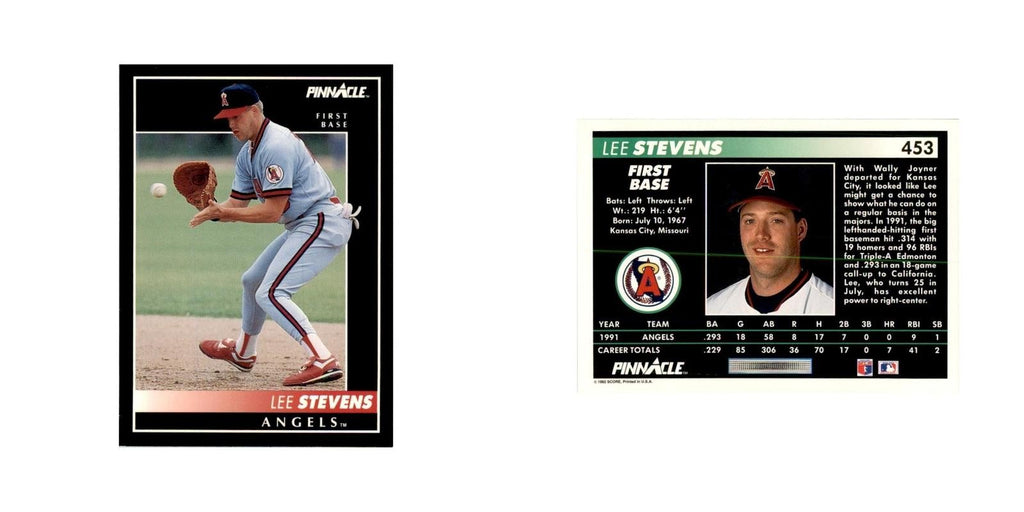 1992 Pinnacle Lee Stevens Baseball Cards #453