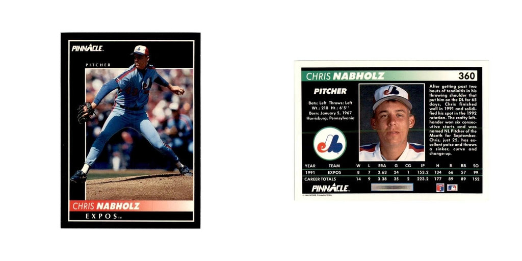 1992 Pinnacle Chris Nabholz Baseball Cards #360