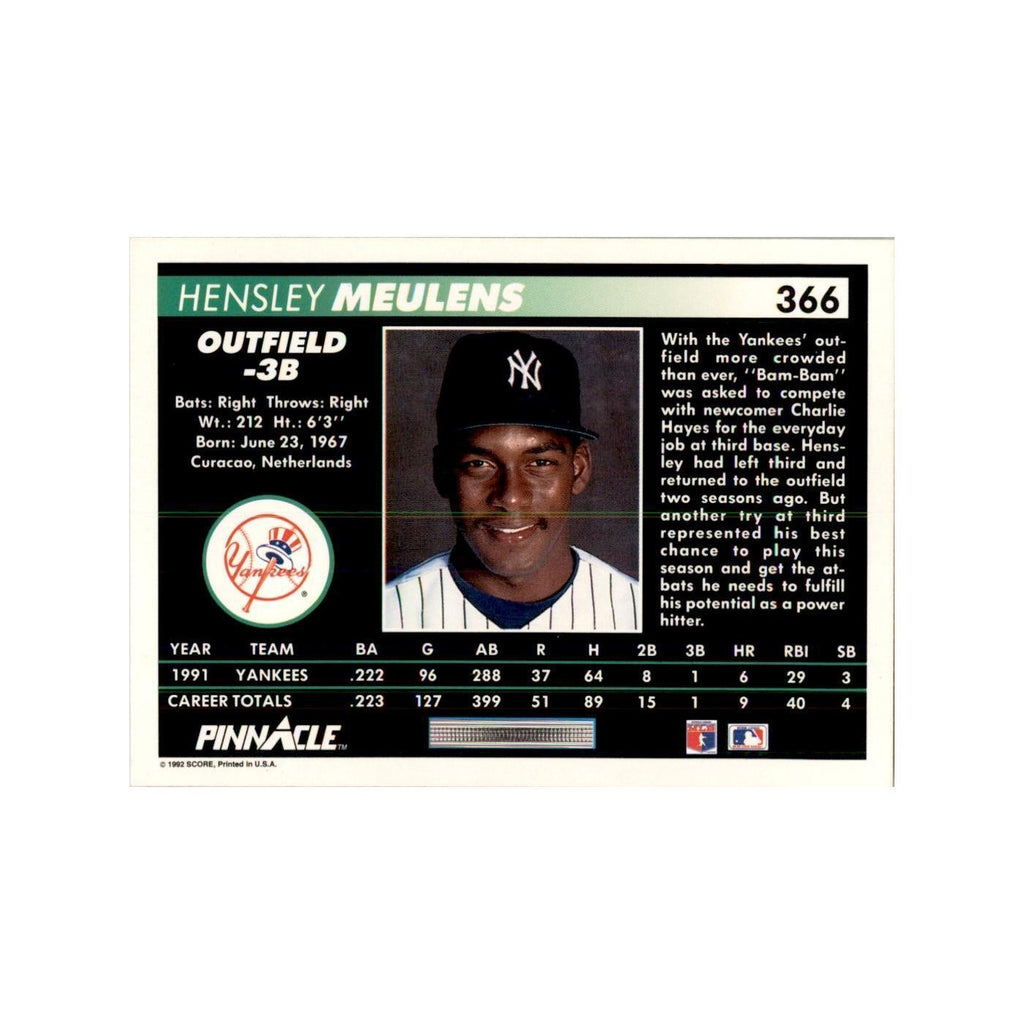 1992 Pinnacle Hensley Meulens Baseball Cards #366