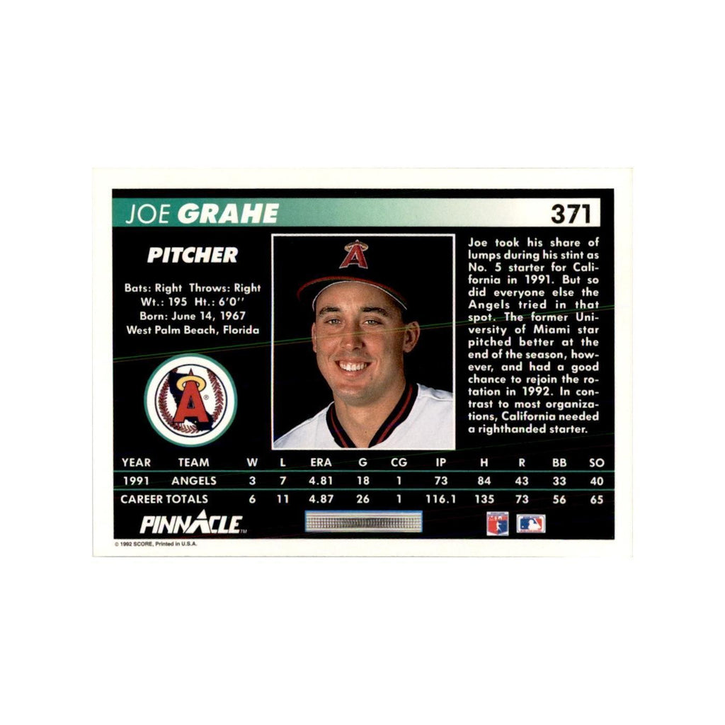 1992 Pinnacle Joe Grahe Baseball Cards #371