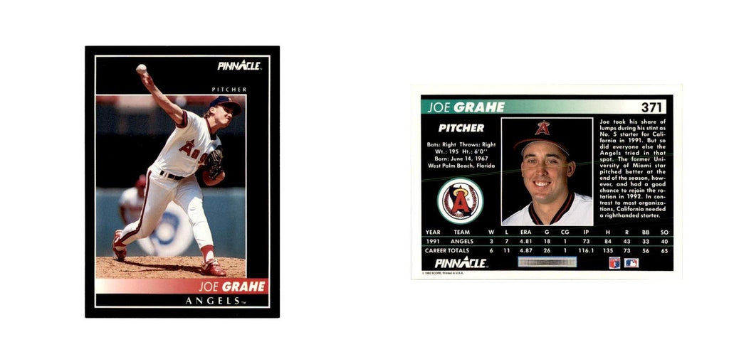 1992 Pinnacle Joe Grahe Baseball Cards #371