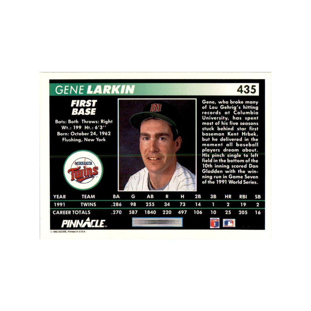 1992 Pinnacle Gene Larkin Baseball Cards #435