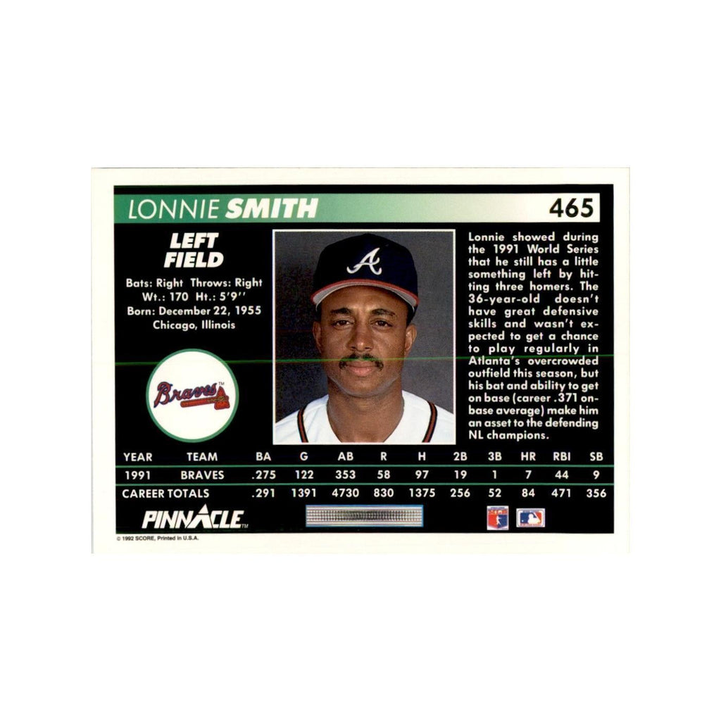 1992 Pinnacle Lonnie Smith Baseball Cards #465