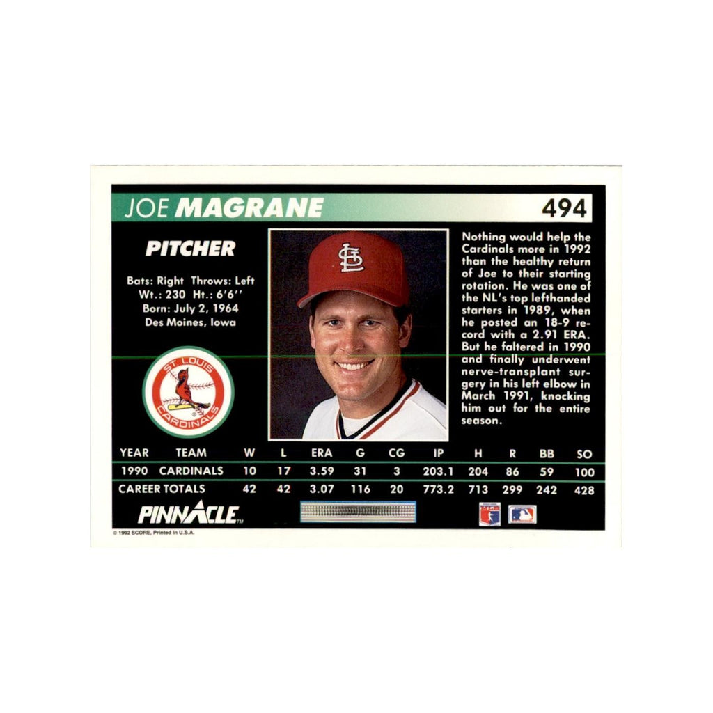 1992 Pinnacle Joe Magrane Baseball Cards #494