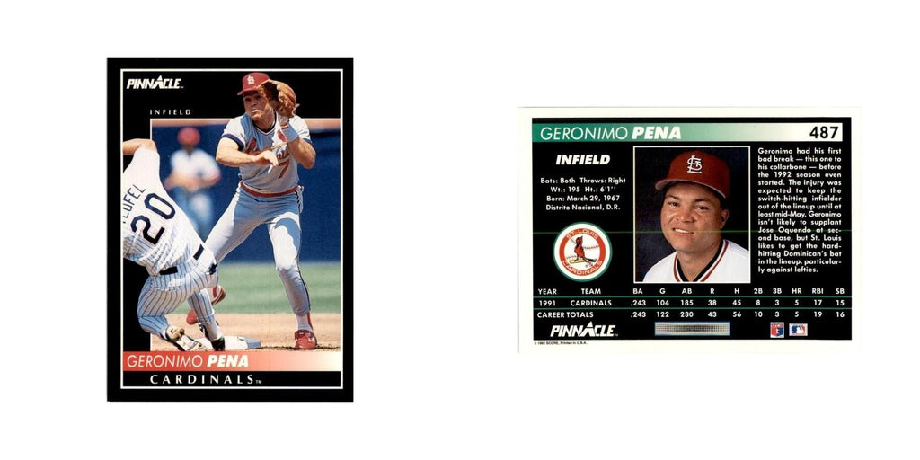 1992 Pinnacle Geronimo Pena Baseball Cards #487