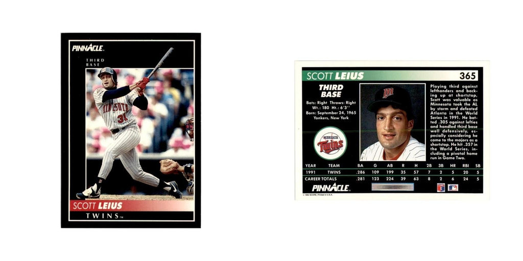 1992 Pinnacle Scott Leius Baseball Cards #365