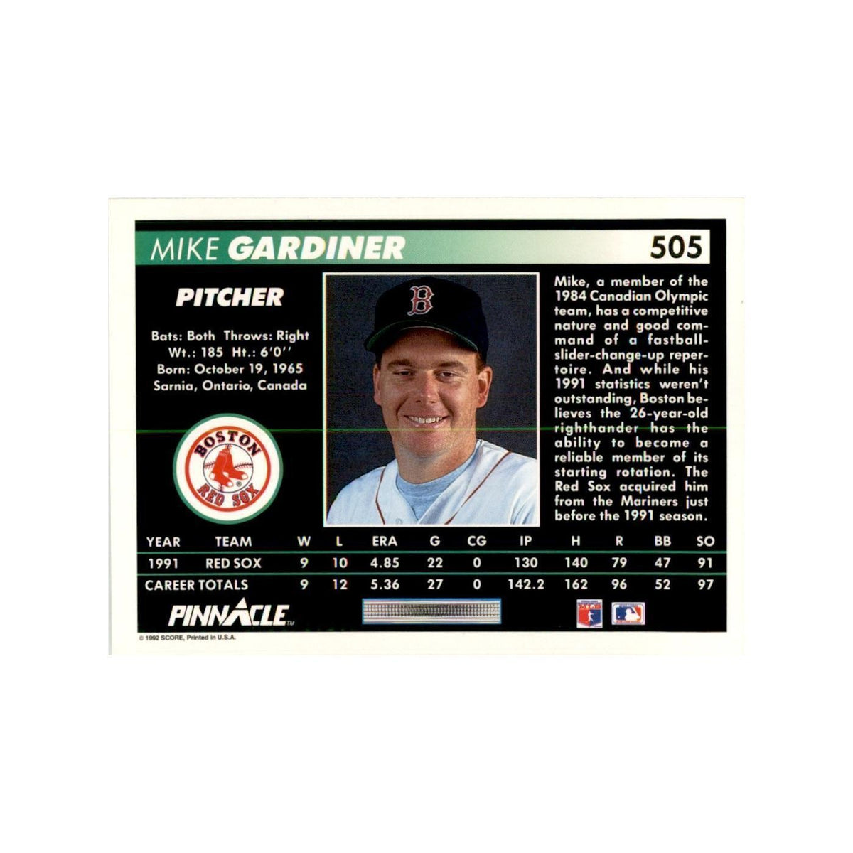 1992 Pinnacle Mike Gardiner Baseball Cards #505