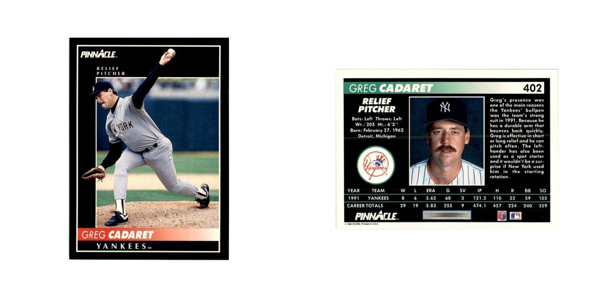 1992 Pinnacle Greg Cadaret Baseball Cards #402