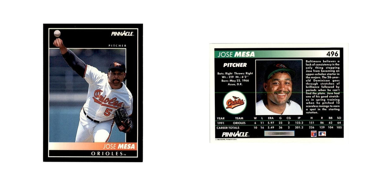 1992 Pinnacle Jose Mesa Baseball Cards #496