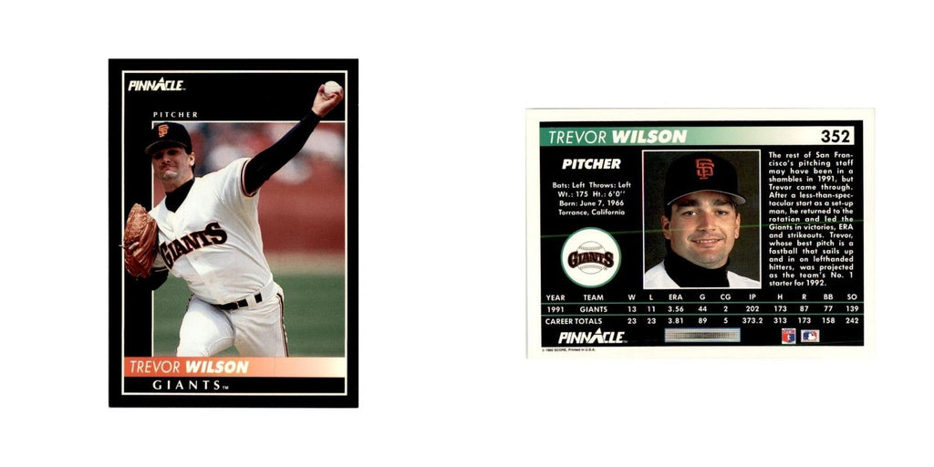 1992 Pinnacle Trevor Wilson Baseball Cards #352