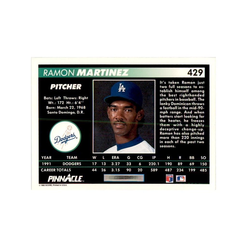 1992 Pinnacle Ramon Martinez Baseball Cards #429
