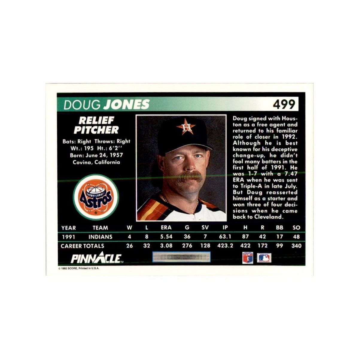 1992 Pinnacle Doug Jones Baseball Cards #499