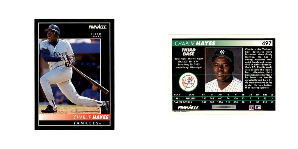 1992 Pinnacle Charlie Hayes Baseball Cards #497