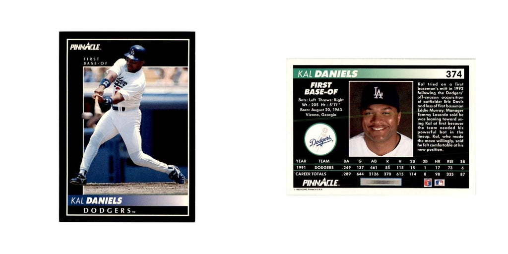1992 Pinnacle Kal Daniels Baseball Cards #374