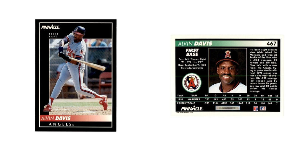 1992 Pinnacle Alvin Davis Baseball Cards #467