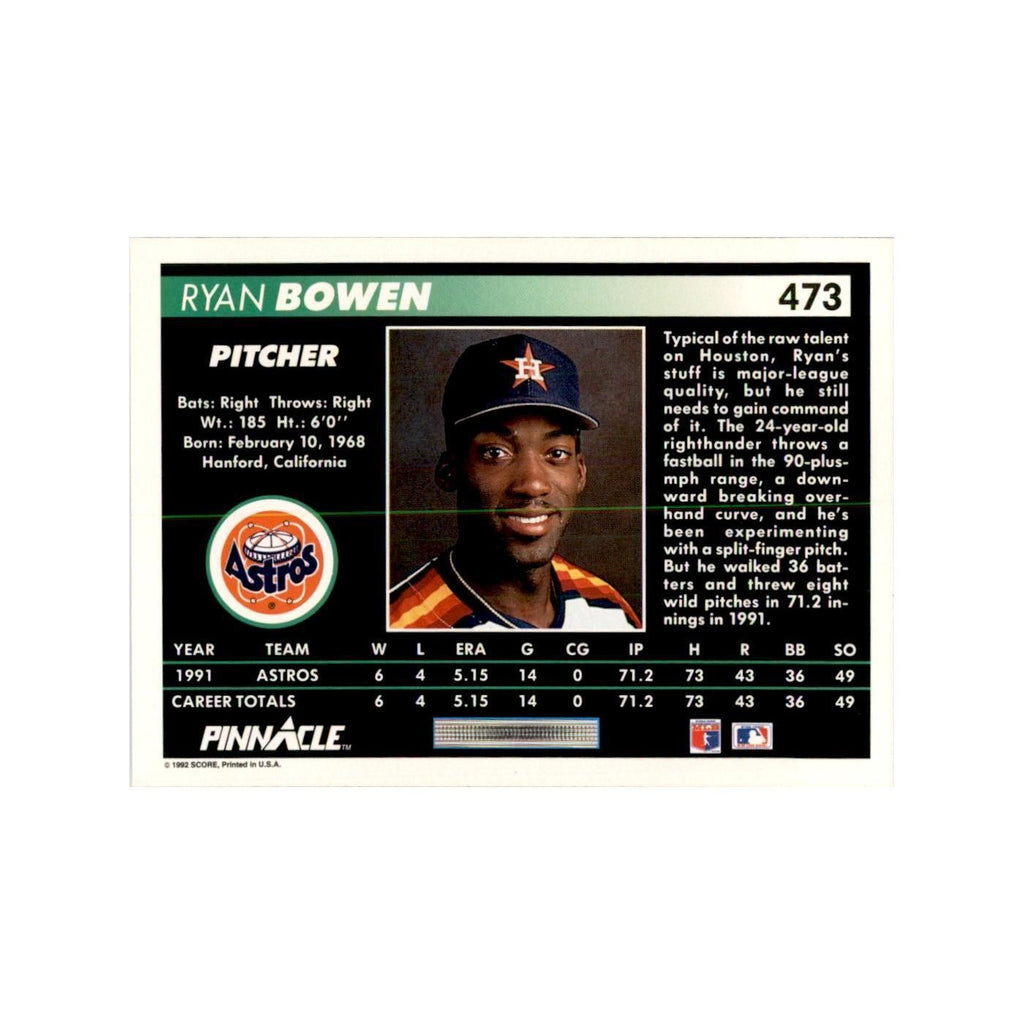 1992 Pinnacle Ryan Bowen Baseball Cards #473