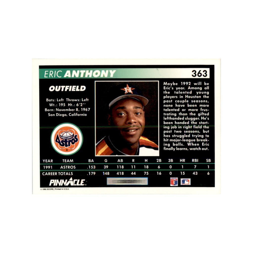 1992 Pinnacle Eric Anthony Baseball Cards #363