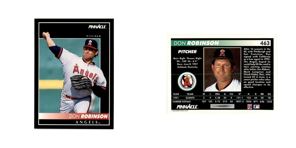 1992 Pinnacle Don Robinson Baseball Cards #463