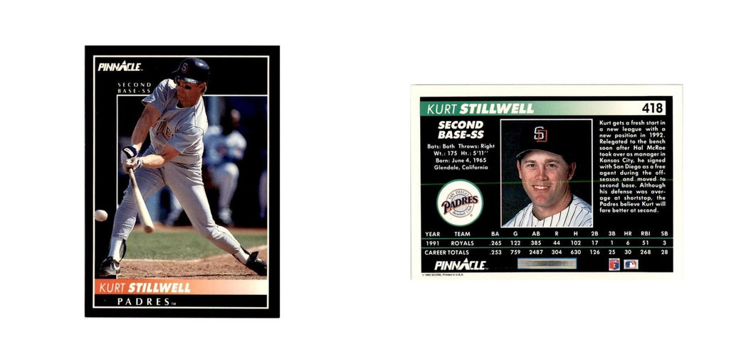 1992 Pinnacle Kurt Stillwell Baseball Cards #418