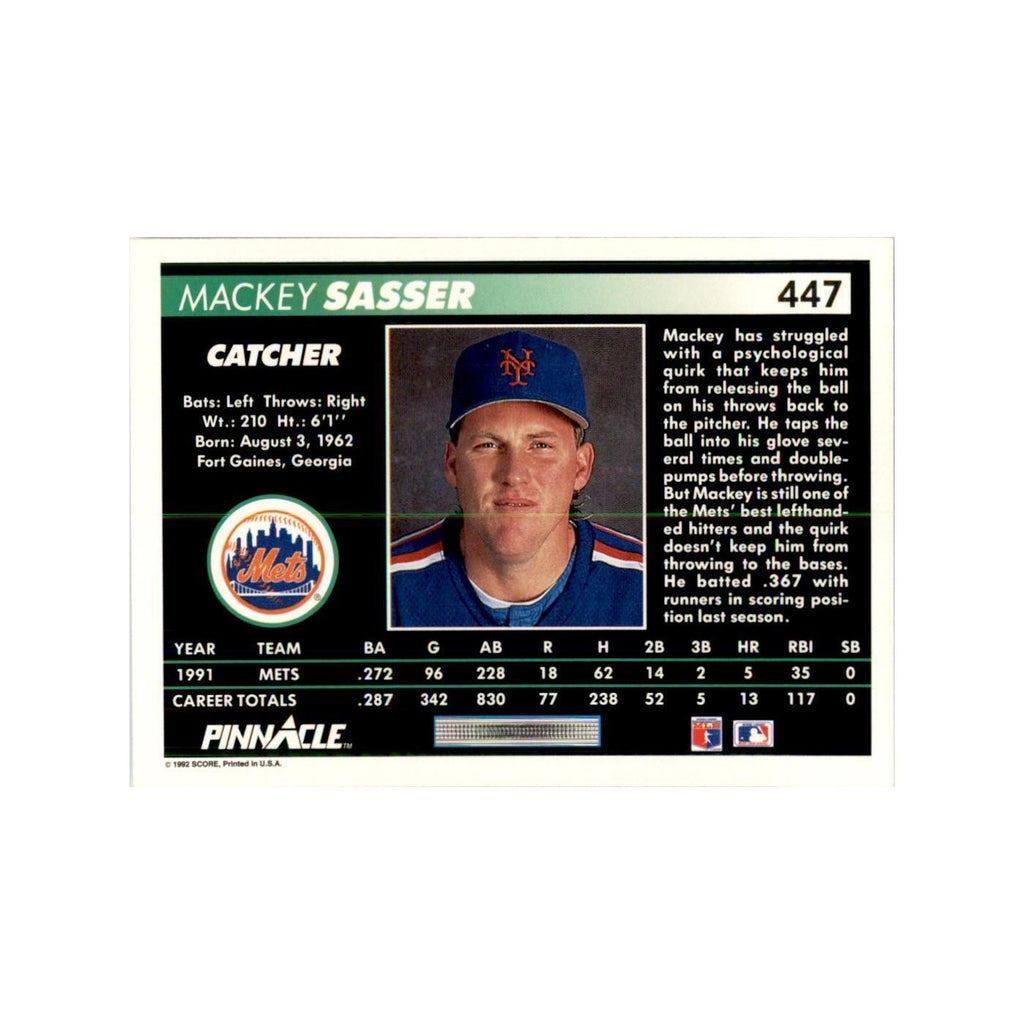 1992 Pinnacle Mackey Sasser Baseball Cards #447
