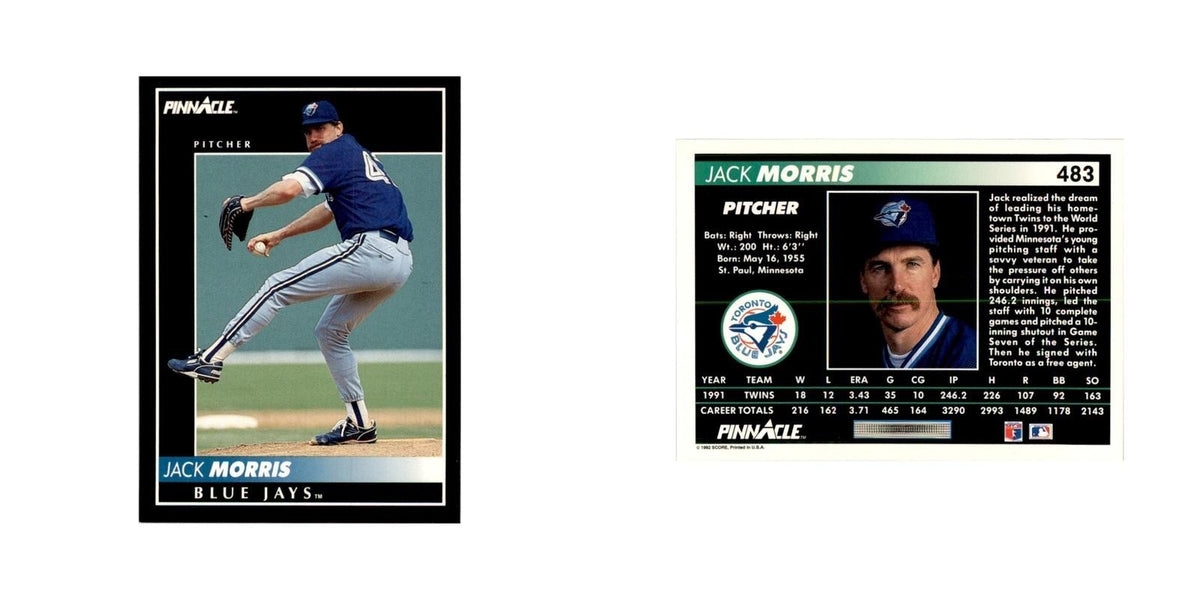 1992 Pinnacle Jack Morris Baseball Cards #483