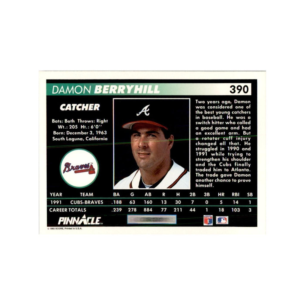 1992 Pinnacle Damon Berryhill Baseball Cards #390