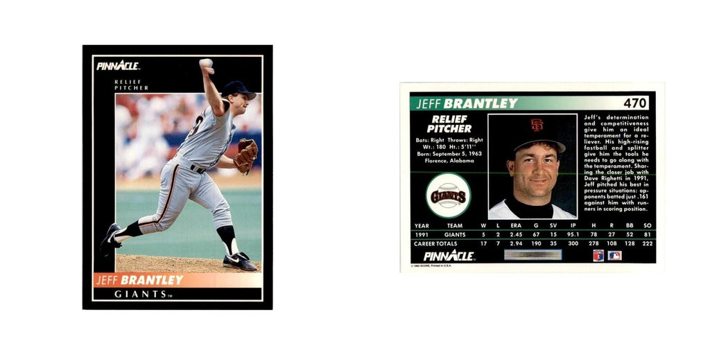 1992 Pinnacle Jeff Brantley Baseball Cards #470