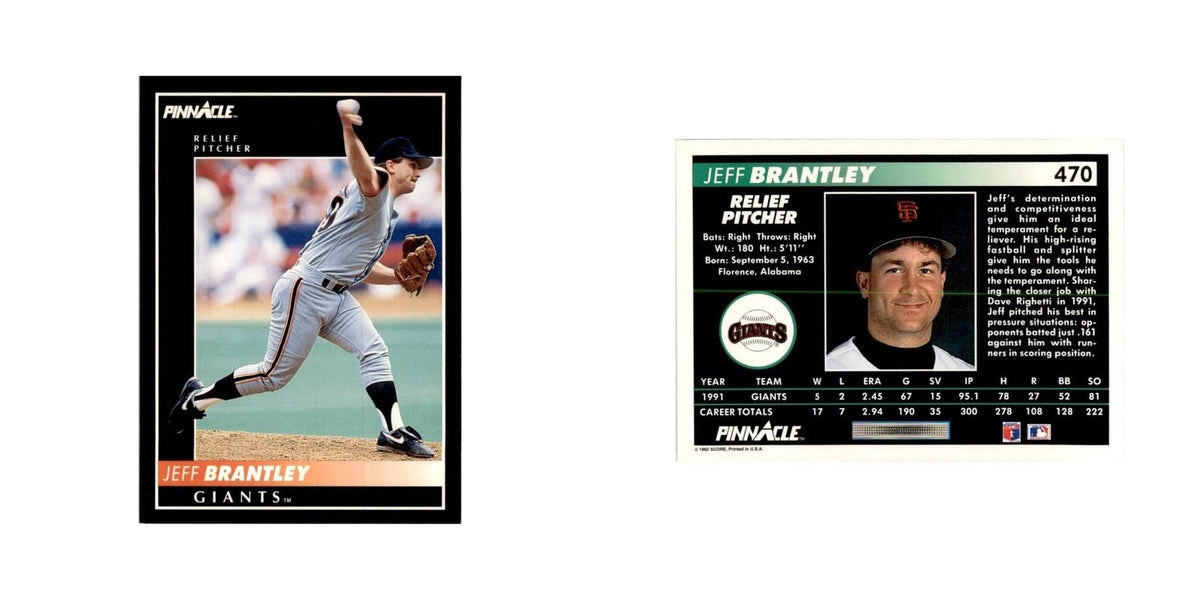 1992 Pinnacle Jeff Brantley Baseball Cards #470