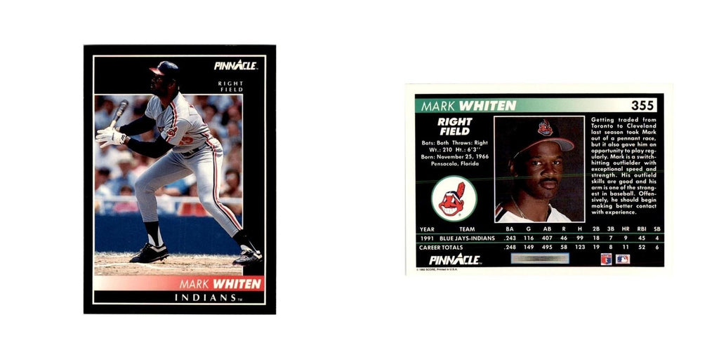 1992 Pinnacle Mark Whiten Baseball Cards #355
