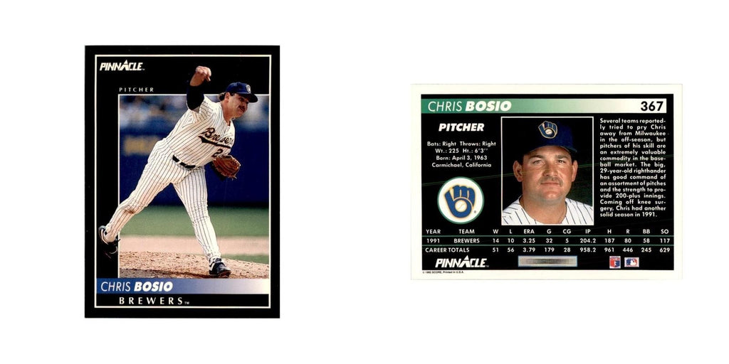1992 Pinnacle Chris Bosio Baseball Cards #367