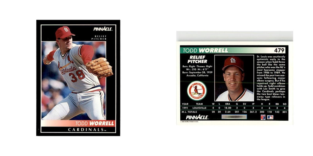 1992 Pinnacle Todd Worrell Baseball Cards #479
