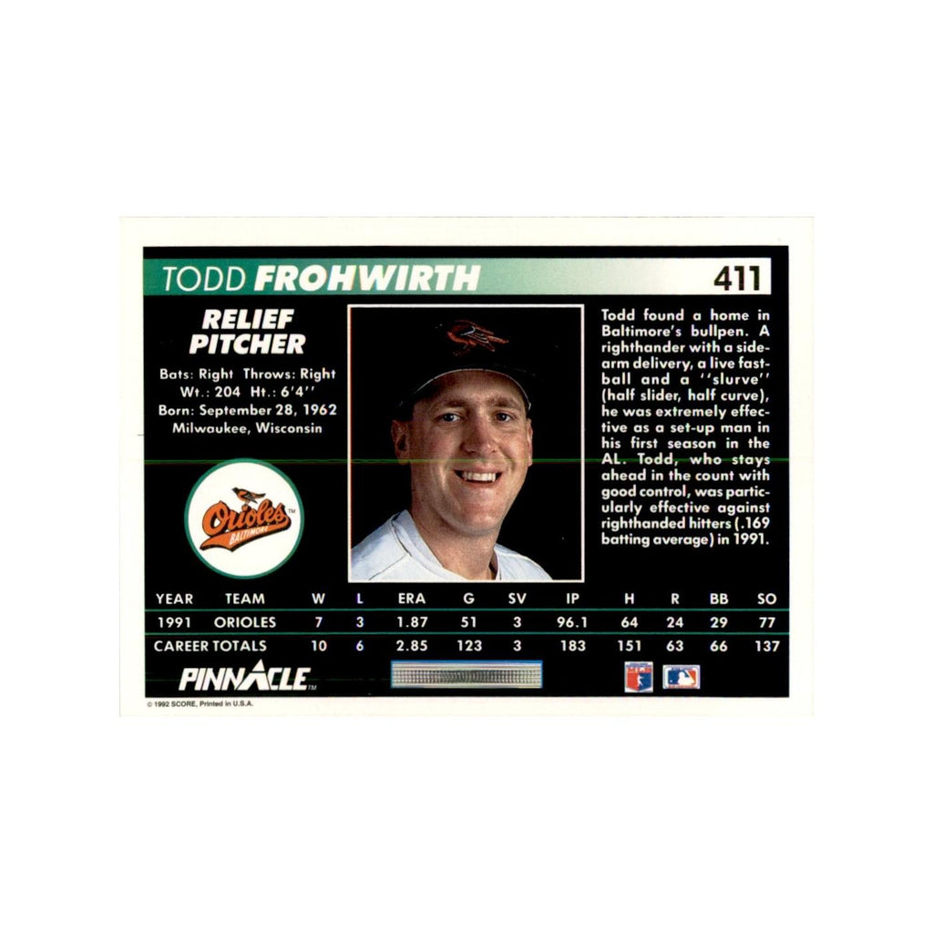 1992 Pinnacle Todd Frohwirth Baseball Cards #411