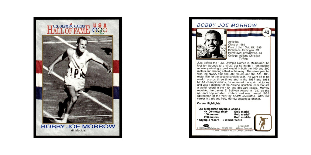 Bobby Joe Morrow 1991 Impel US Olympic Hall Of Fame #43 Baseball Card NM