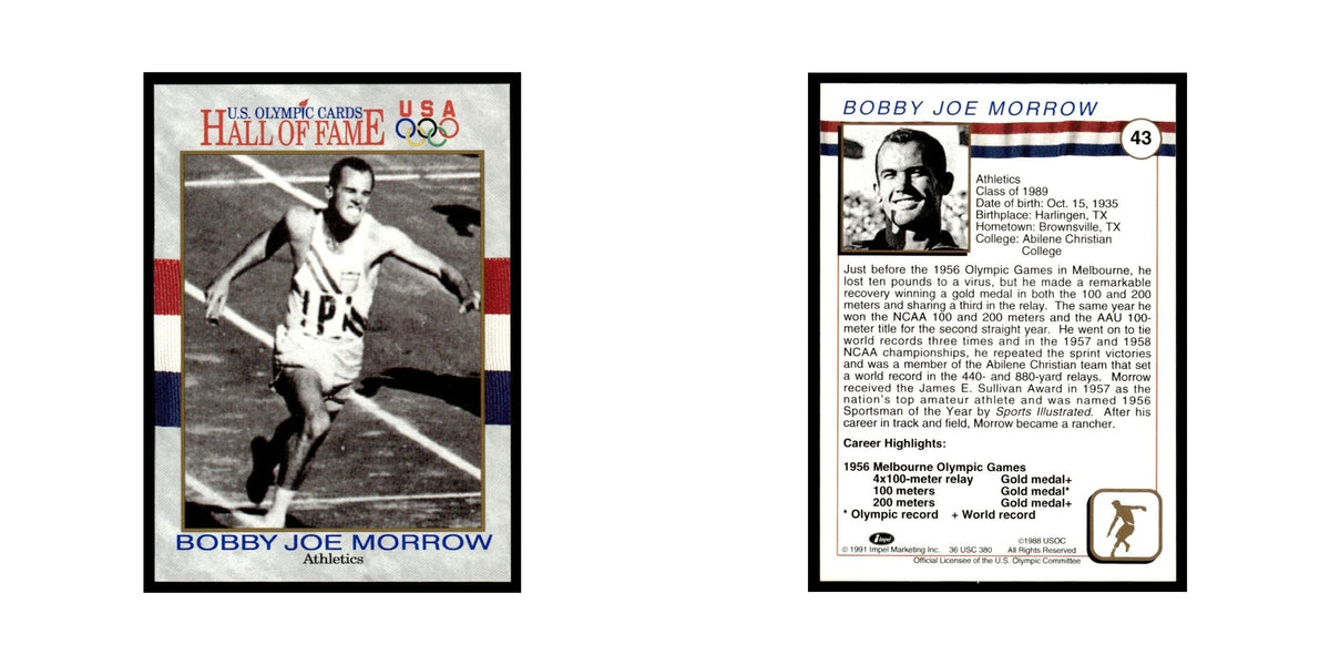 Bobby Joe Morrow 1991 Impel US Olympic Hall Of Fame #43 Baseball Card NM