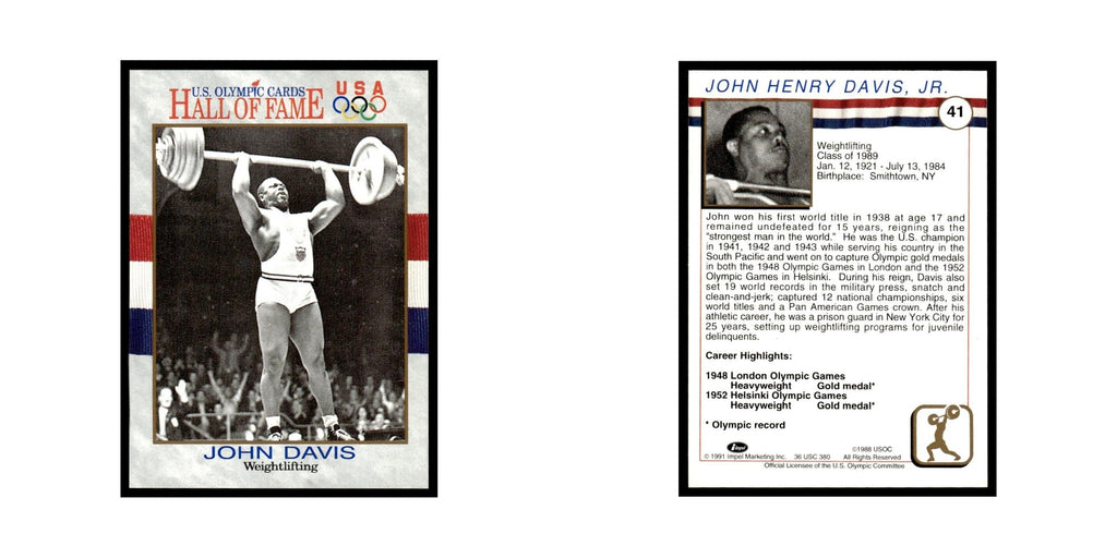John Davis 1991 Impel US Olympic Hall Of Fame #41 Baseball Card NM
