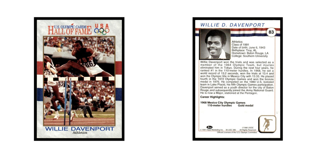 Willie Davenport 1991 Impel US Olympic Hall Of Fame #83 Baseball Card NM