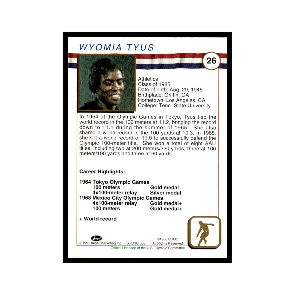 Wyomia Tyus 1991 Impel US Olympic Hall Of Fame #26 Baseball Card NM