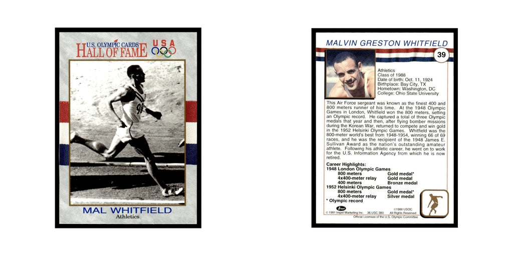 Mal Whitfield 1991 Impel US Olympic Hall Of Fame #39 Baseball Card NM