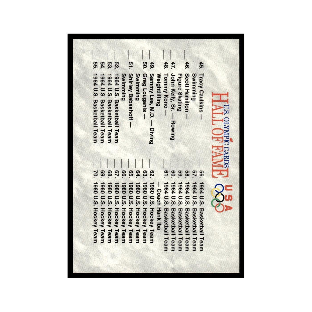 Checklist 45-90 1991 Impel US Olympic Hall Of Fame #90 Baseball Card NM