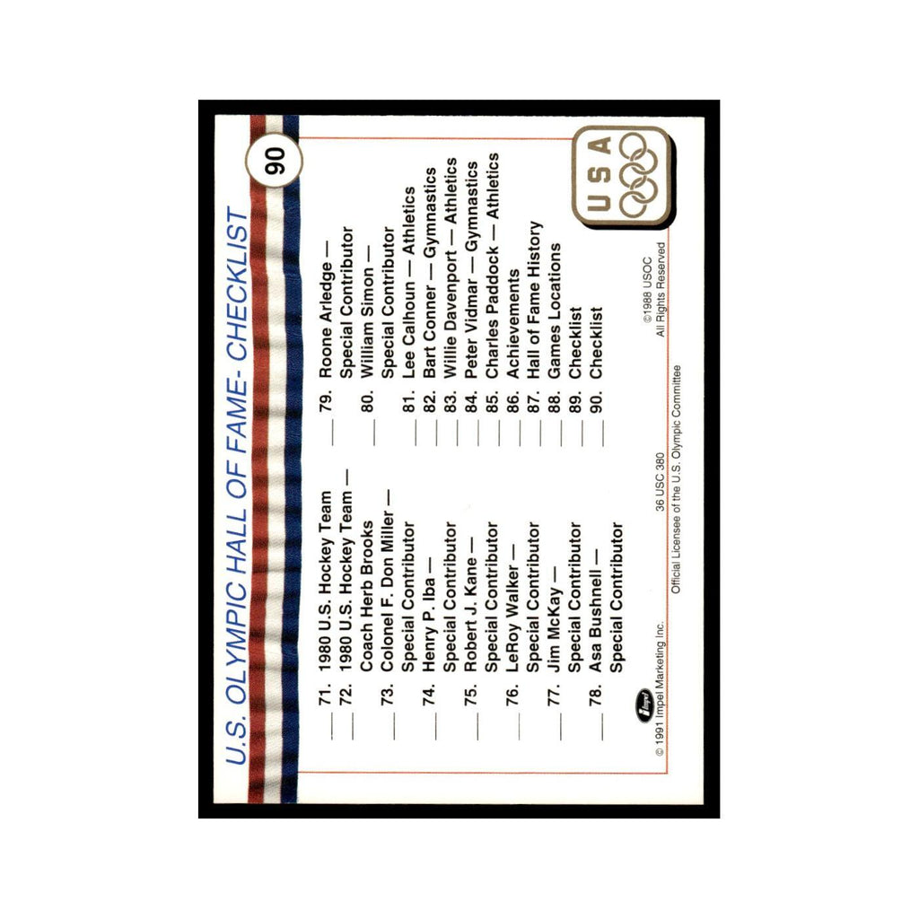 Checklist 45-90 1991 Impel US Olympic Hall Of Fame #90 Baseball Card NM