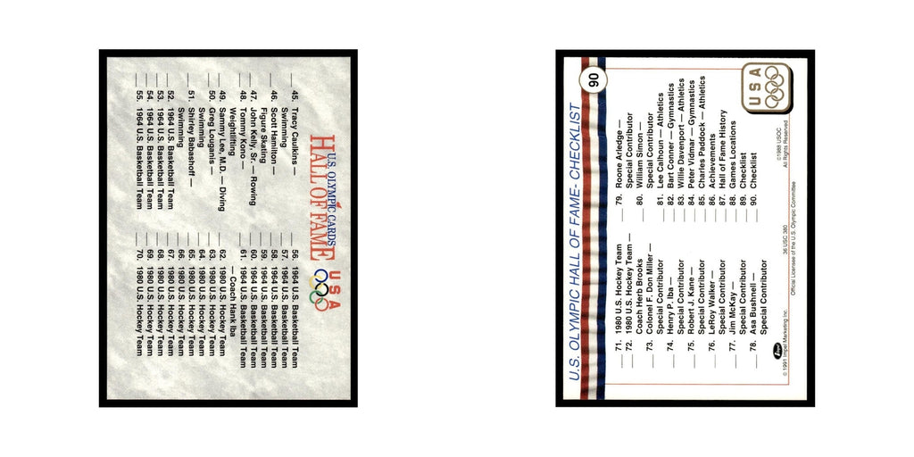 Checklist 45-90 1991 Impel US Olympic Hall Of Fame #90 Baseball Card NM