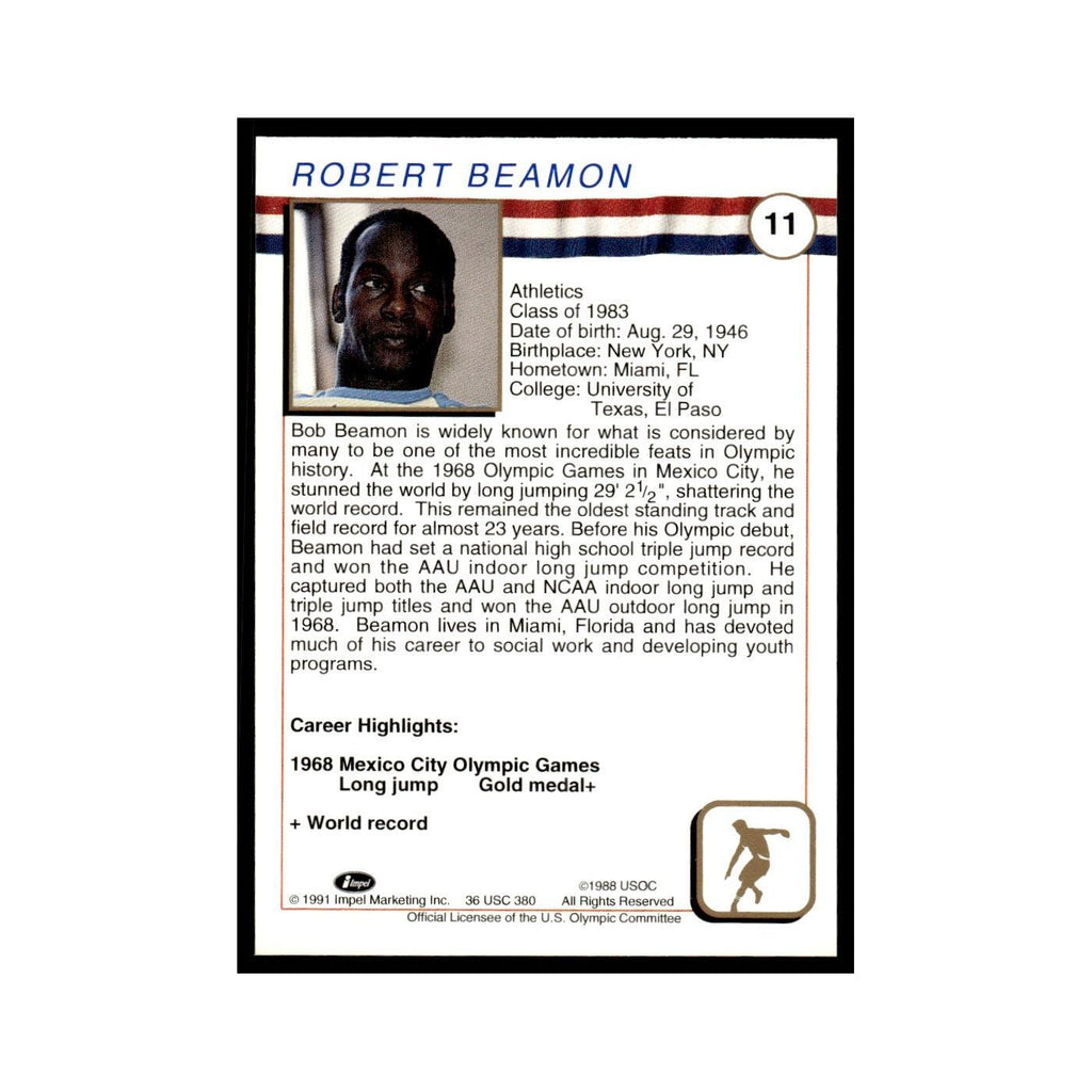 Bob Beamon 1991 Impel US Olympic Hall Of Fame #11 Baseball Card NM
