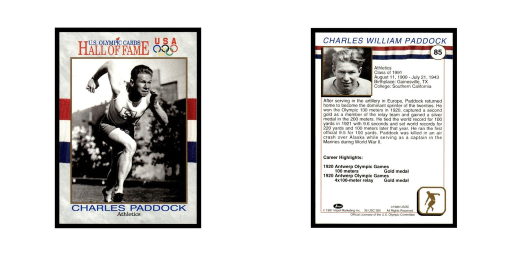 Charles Paddock 1991 Impel US Olympic Hall Of Fame #85 Baseball Card NM