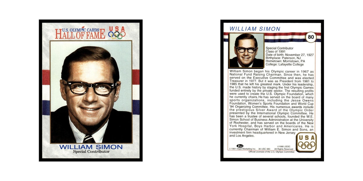William Simon 1991 Impel US Olympic Hall Of Fame #80 Baseball Card NM