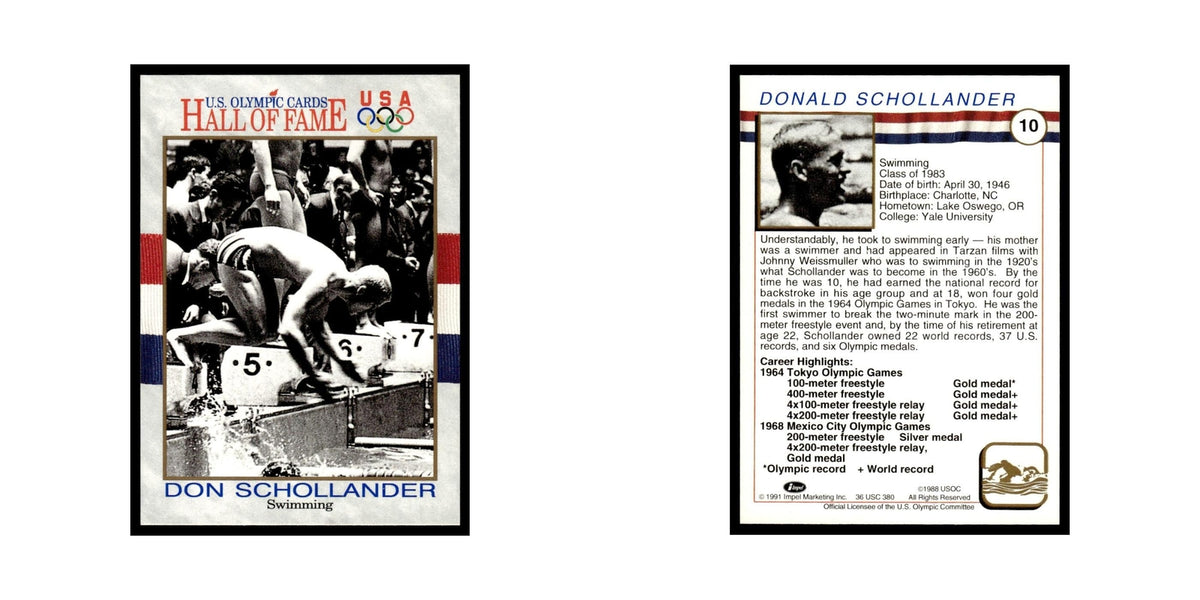 Don Schollander 1991 Impel US Olympic Hall Of Fame #10 Baseball Card NM