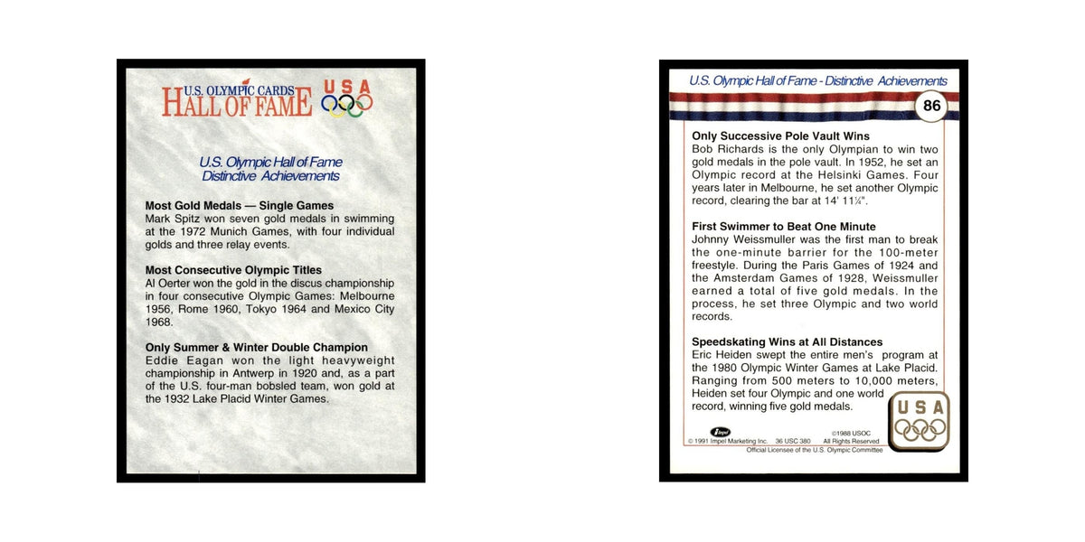 Distinctive Achievements 1991 Impel US Olympic Hall Of Fame #86 Baseball Card NM