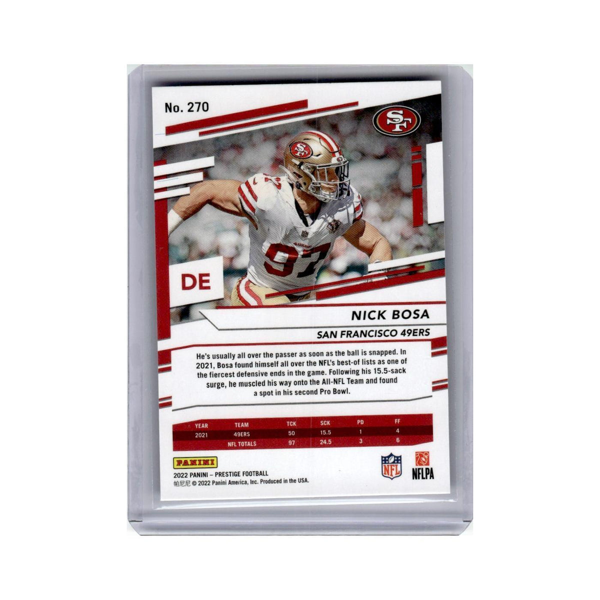 Nick Bosa 2022 Panini Prestige Xtra Points #270 San Francisco 49ers NM